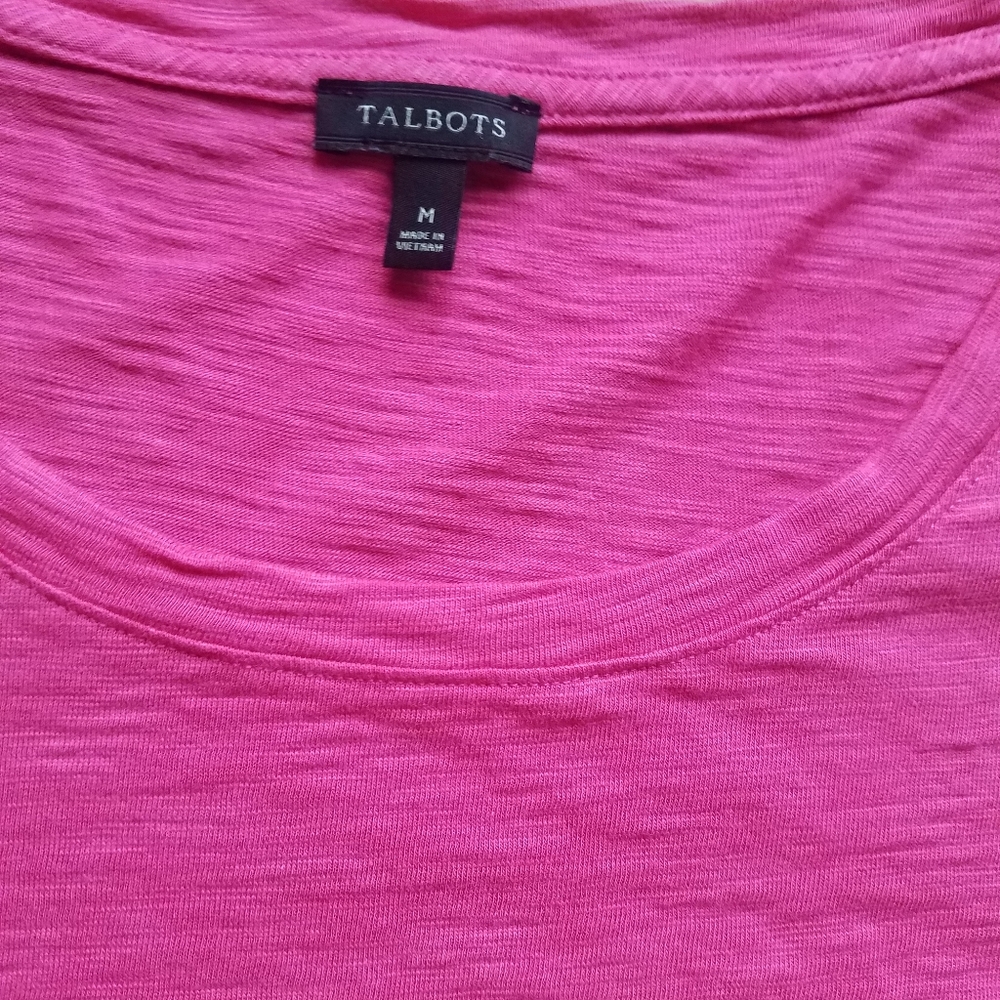 Talbots Pink Button Tee - Picture 2 of 9